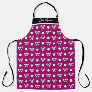 Purple and White Polka Dots and Bows Personalised Apron