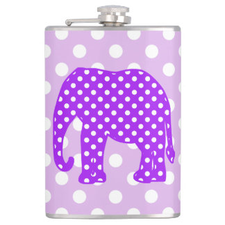 Purple and White Polka Dots Elephant Hip Flask