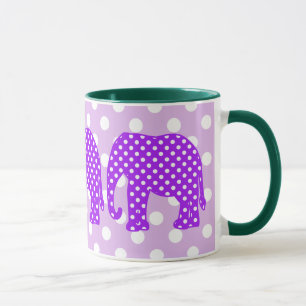 Purple and White Polka Dots Elephant Mug
