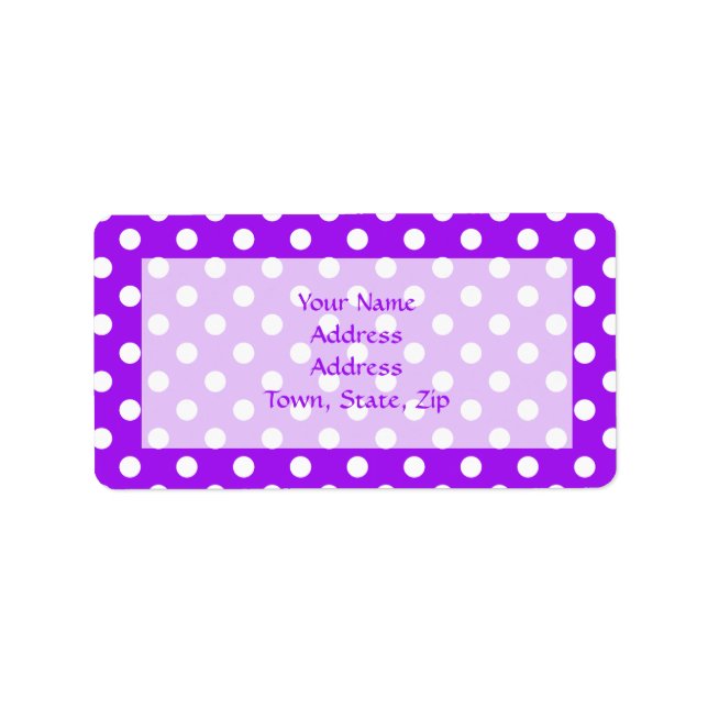 Purple and White Polka Dots Label (Front)