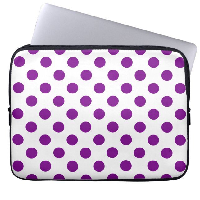 Purple and white polka dots laptop sleeve (Front)