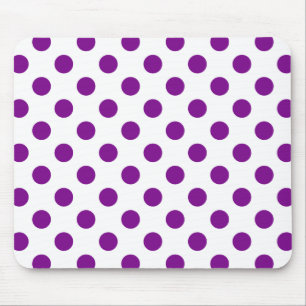 Purple and white polka dots mouse mat