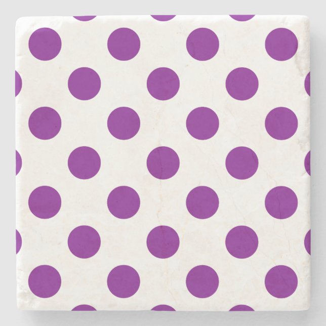 Purple and white polka dots stone coaster (Front)