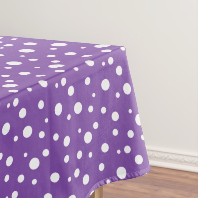 Purple and White Polka Dots Tablecloth (In Situ)