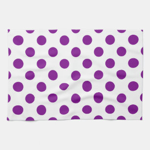 Purple and white polka dots tea towel