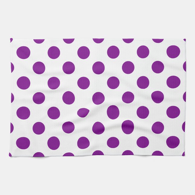 Purple and white polka dots tea towel (Horizontal)