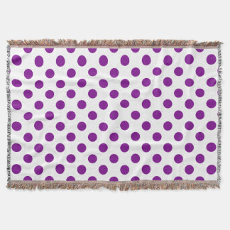 Purple and white polka dots throw blanket