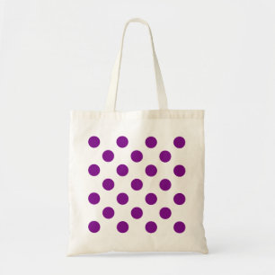 Purple and white polka dots tote bag