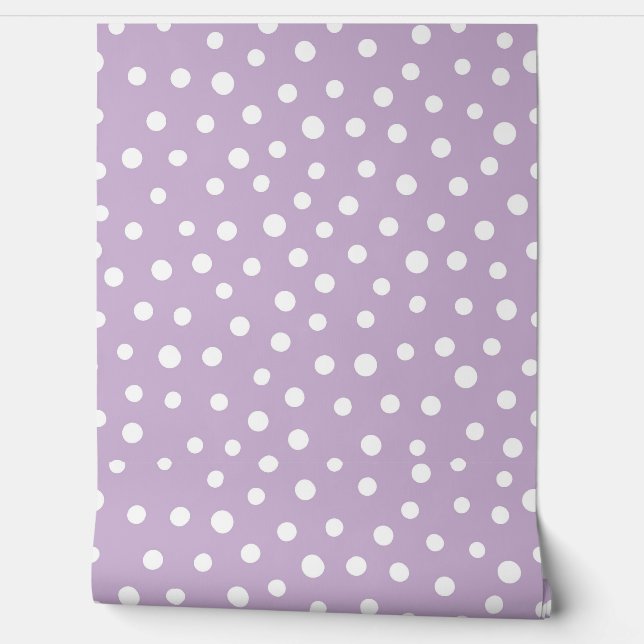 Purple and white polka dots wallpaper (Unrolling)
