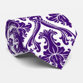 Purple And White Retro Damasks Pattern Shading Tie (Rolled)