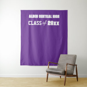 Purple and White School Colors Photo Backdrop Tapestry