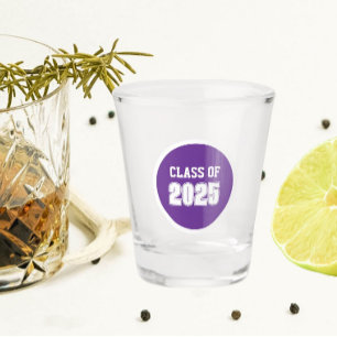 Purple and White School Colours Class Year Shot Glass