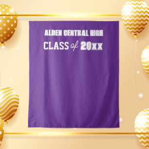 Purple and White School Colours Photo Backdrop Tapestry