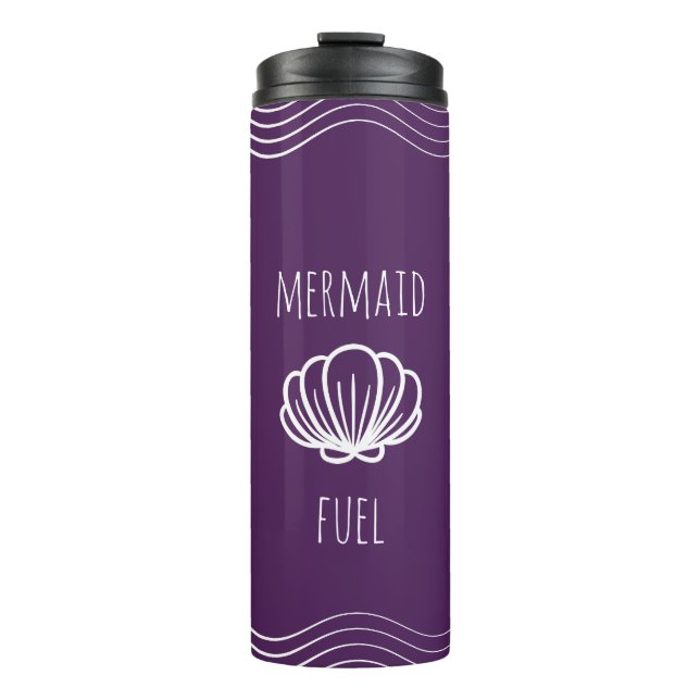 Purple and White Seashell Mermaid Fuel Thermal Tumbler (Front)