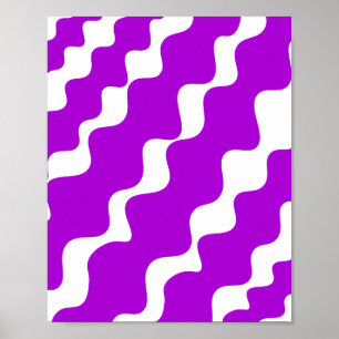 Purple and white slanting waves pattern  poster