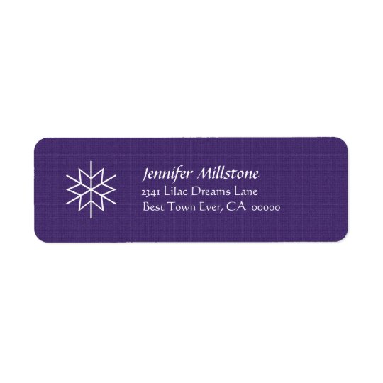 Purple and White Snowflake Address Label