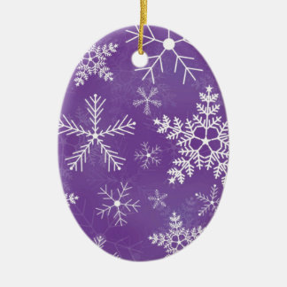 Purple and White Snowflake Pattern Ceramic Tree Decoration
