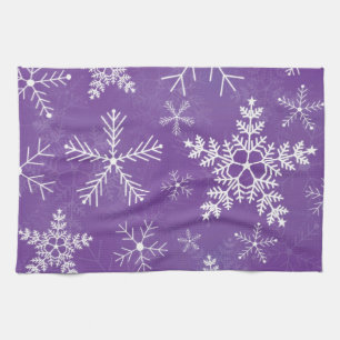 Purple and White Snowflake Pattern Tea Towel