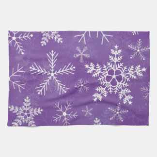 Purple and White Snowflake Pattern Tea Towel