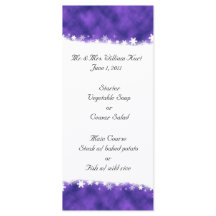 Purple and White Snowflake Reception Menu