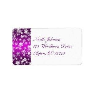 Purple and White Snowflakes Address Label