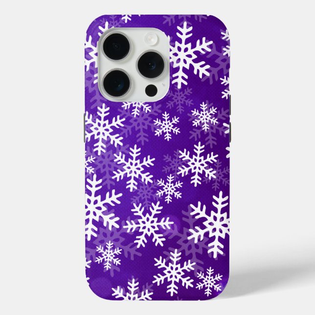 Purple and White Snowflakes Case-Mate iPhone Case (Back)