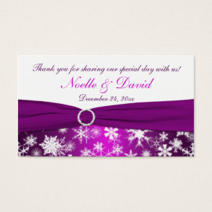 Purple and White Snowflakes Wedding Favour Tag