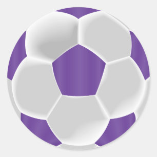 Purple and White Soccer Ball Classic Round Sticker