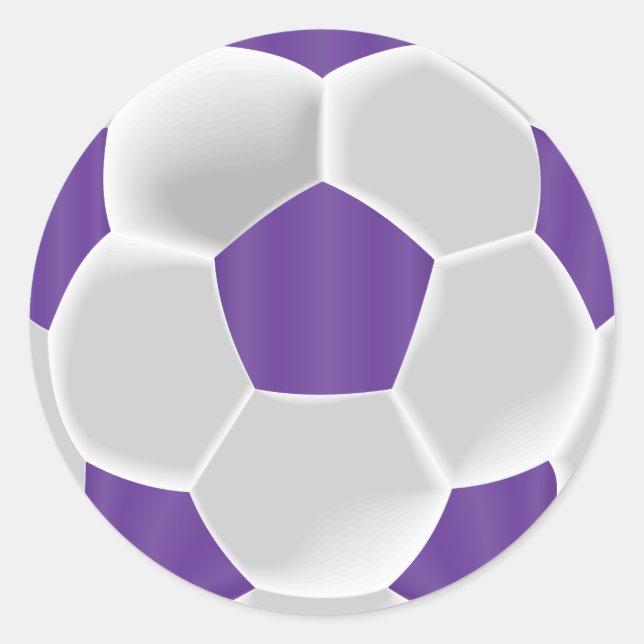 Purple and White Soccer Ball Classic Round Sticker (Front)
