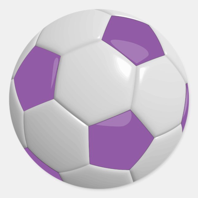 Purple and White Soccer Ball Classic Round Sticker (Front)