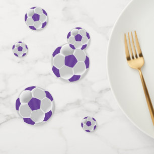 Purple and White Soccer Ball Confetti