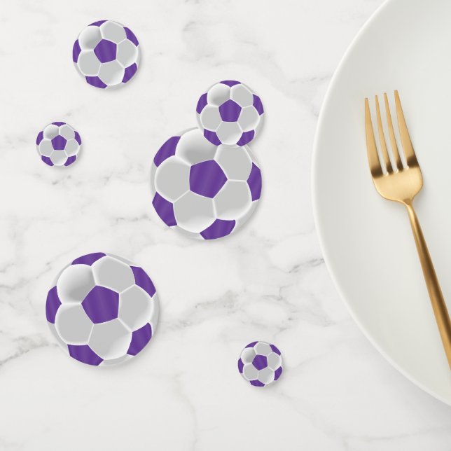 Purple and White Soccer Ball Confetti (Group)