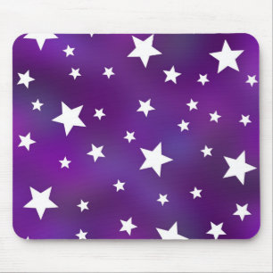 Purple and White Star Pattern Mouse Mat
