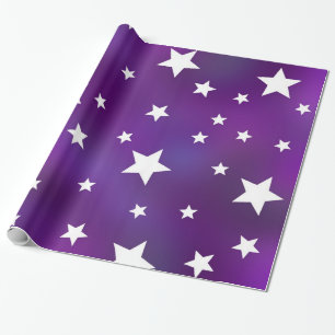 Purple and White Star Pattern Wrapping Paper