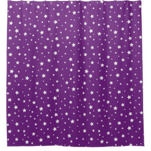 Purple and White Stars Celestial Sky Shower Curtain