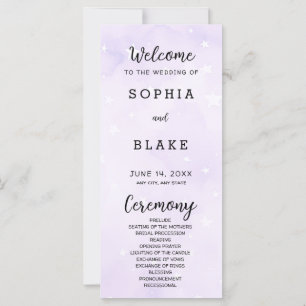 Purple and White Stars Celestial Wedding Program