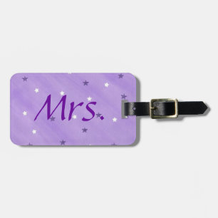 Purple and White Stars Mrs. Luggage Tag