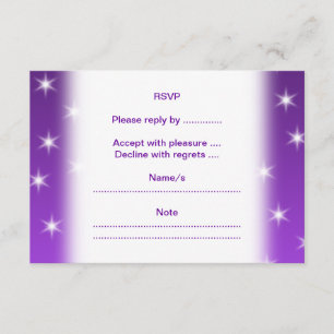 Purple and White Stars, Pattern. RSVP Card