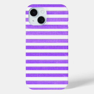 Purple and White Stripe iPhone 15 Case