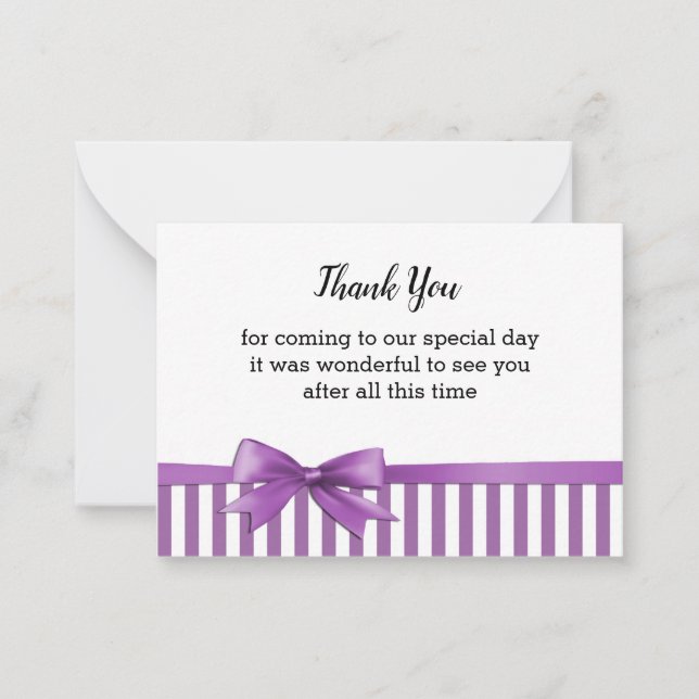 Purple And White Stripe Thank You Cards (Front)