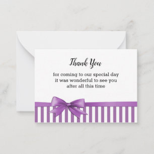 Purple And White Stripe Thank You Cards