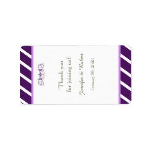 Purple and White Stripe Wedding Lip Balm Label