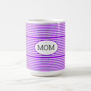 Purple and white striped coffee mug