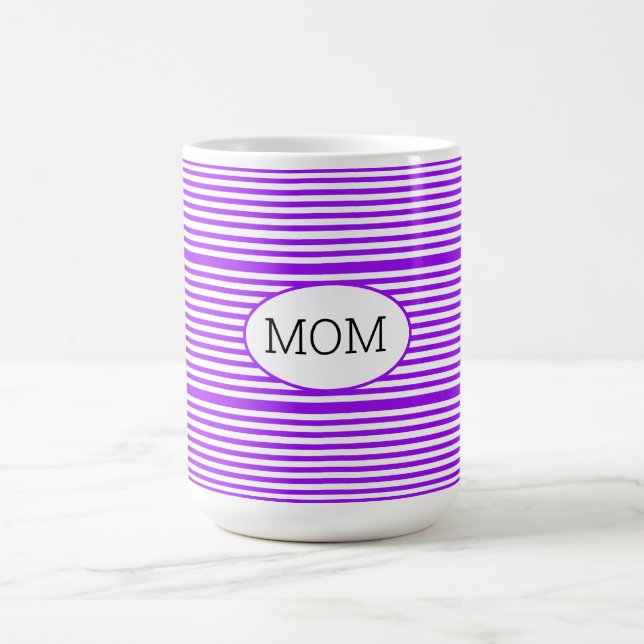 Purple and white striped coffee mug (Center)