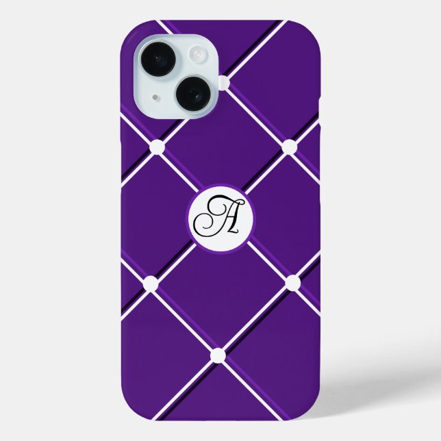 Purple and White Striped Design Fancy A Initial Case-Mate iPhone Case (Back)