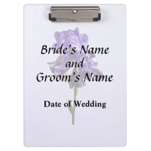Purple and White Striped Iris Wedding Products Clipboard