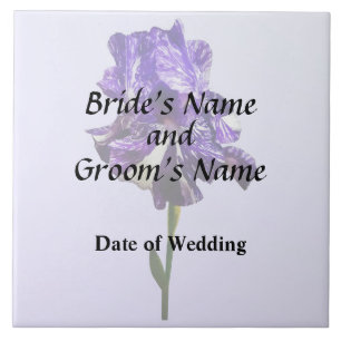 Purple and White Striped Iris Wedding Products Tile