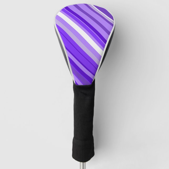 Purple and White Striped Pattern Golf Head Cover (Front)