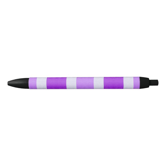 Purple and White Stripes Black Ink Pen (Front)