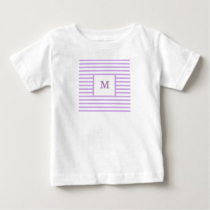 Purple and White Stripes Custom Monogram Baby T-Shirt
